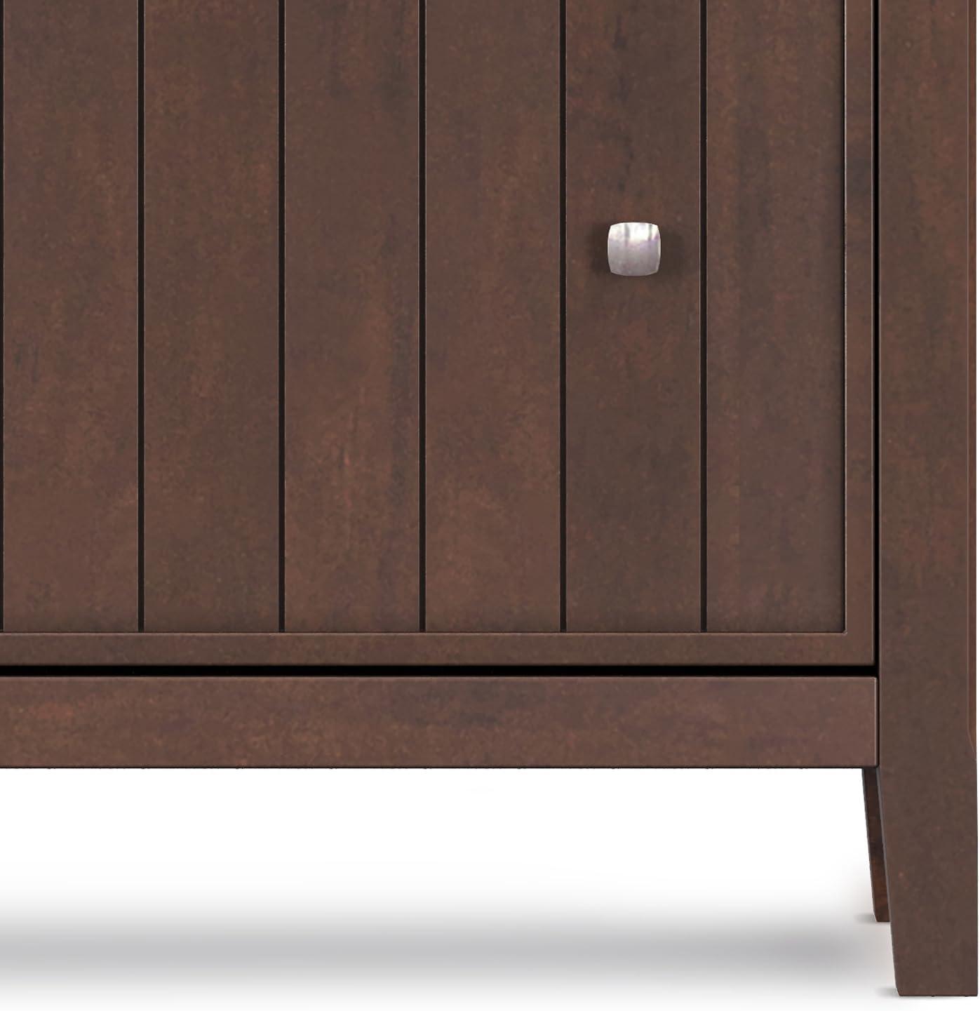 Simpli Home Acadian SOLID WOOD 32 inch Wide Entryway Shoe Storage Cabinet in Brunette Brown