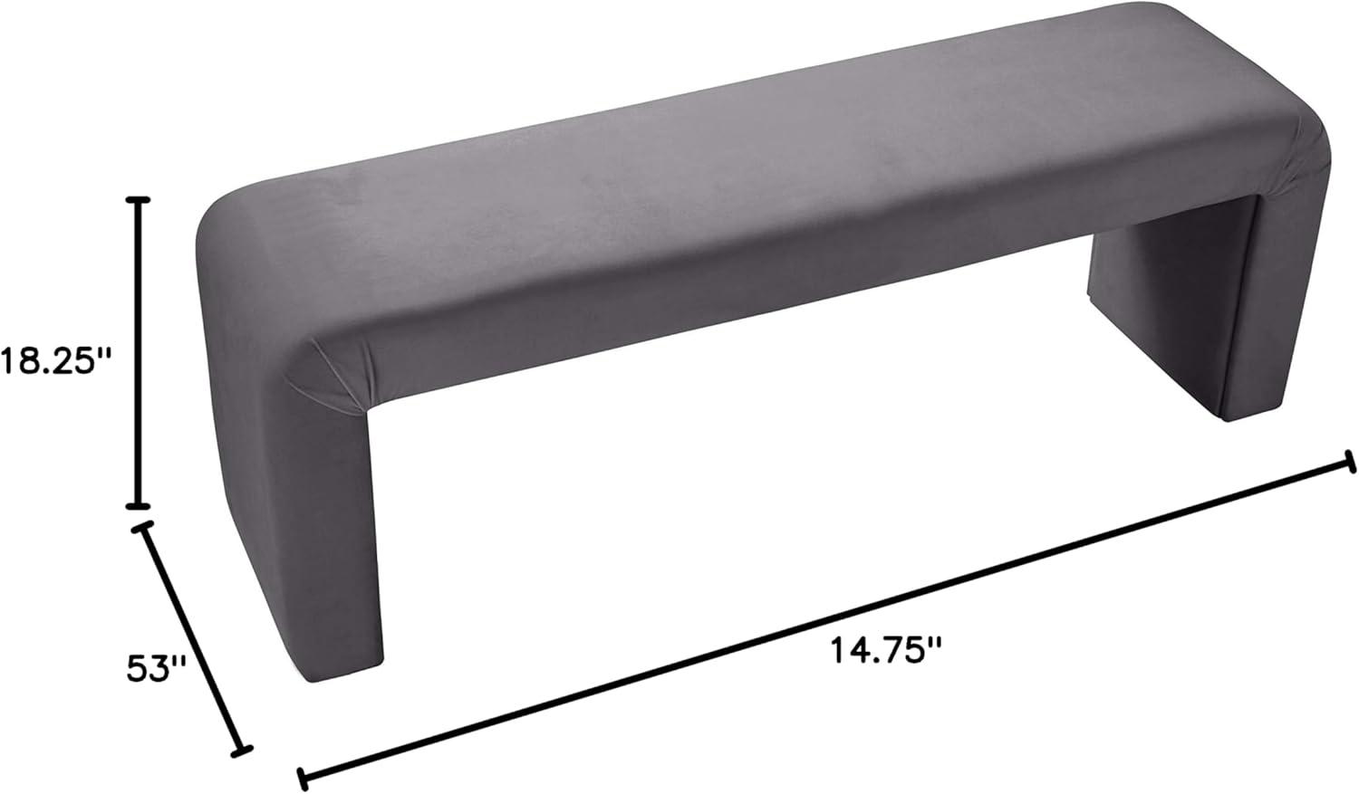 Meridian Furniture Minimalist Gray Velvet Bench