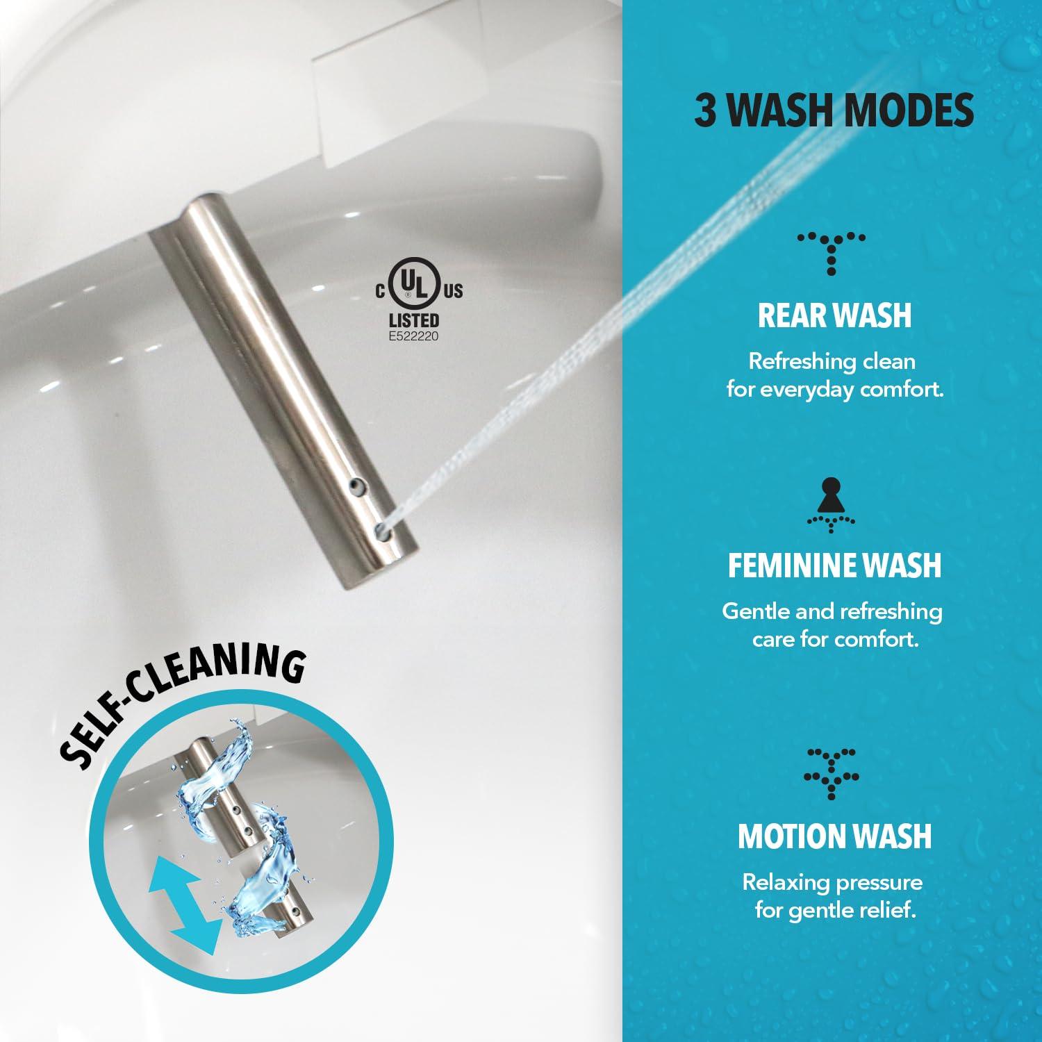 Barumi BM-5000 Electric Elongated Bidet for Toilet, Warm Seat & Air Dryer, Warm Water & Pressure, Self-Cleaning, Child Mode, Eco Mode, Night Light, Hybrid Heating, Soft Close Lid