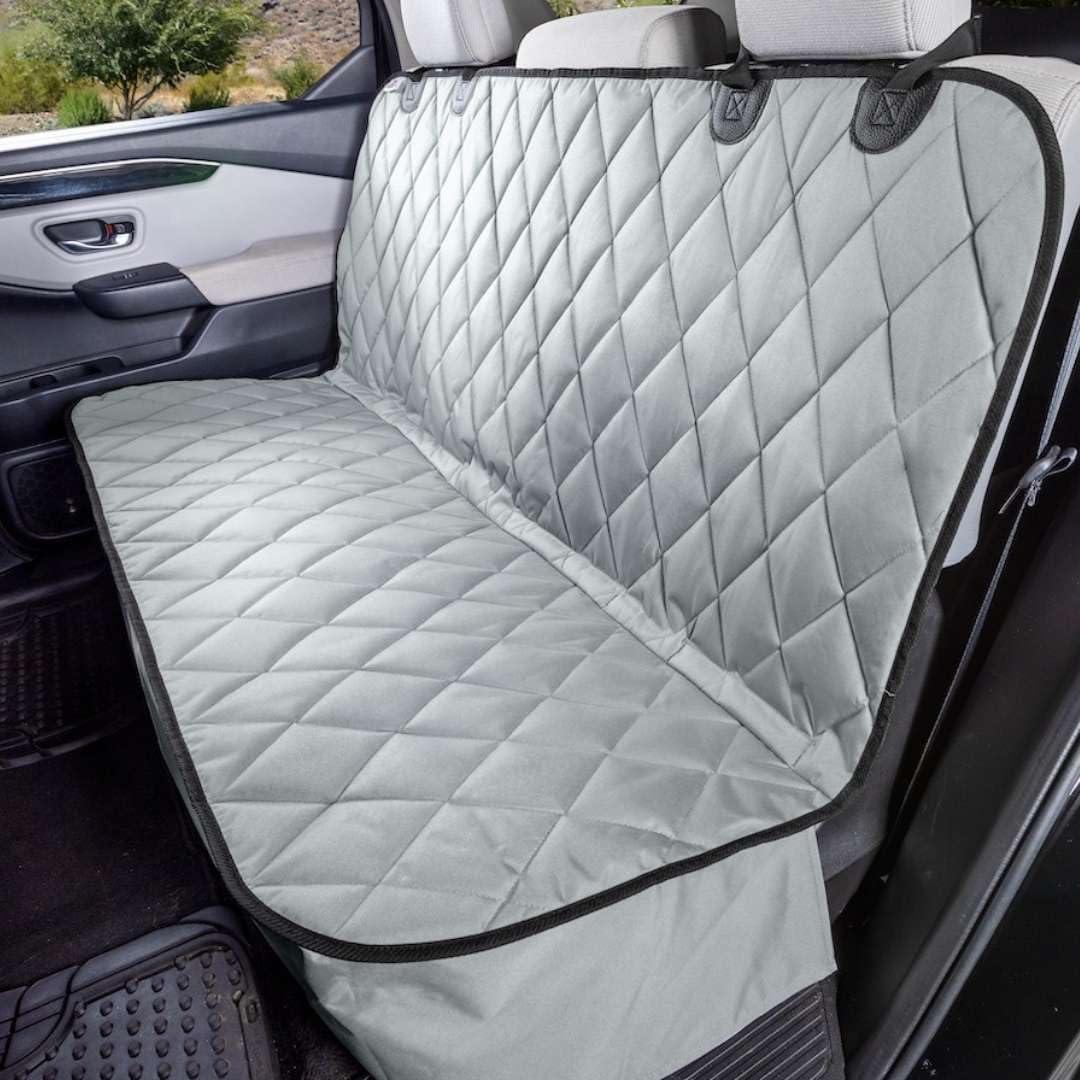 Grey Quilted Waterproof Dog Seat Cover for Cars and SUVs