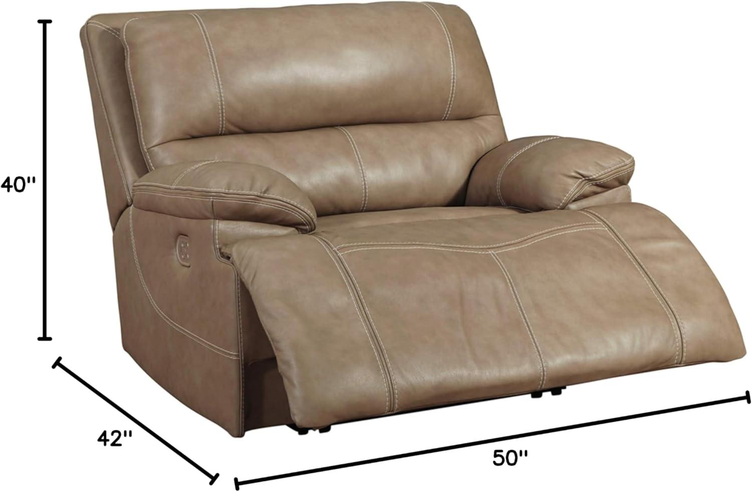 Ashley Furniture Ricmen Leather Power Recliner in Putty