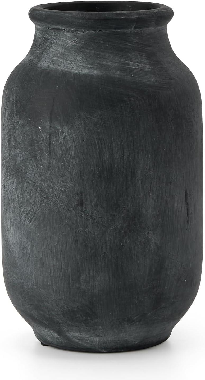 Rustic Black Ceramic 9.5" Table Vase for Bouquets