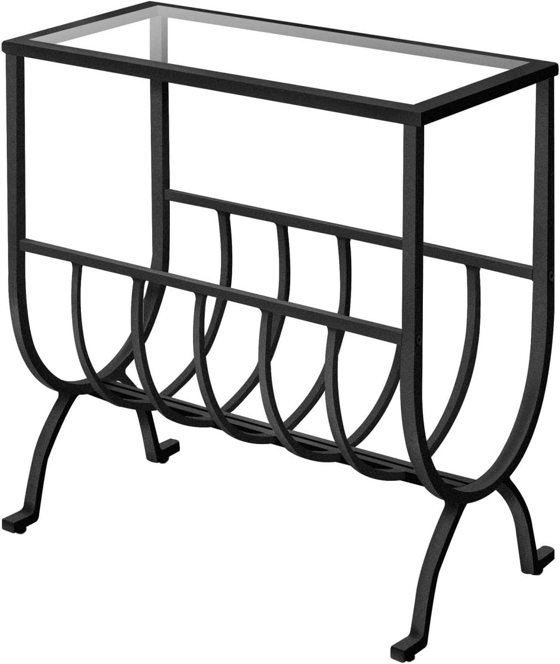 Monarch Specialties Accent Table, Side, End, Magazine, Narrow, Bedroom, Clear Tempered Glass