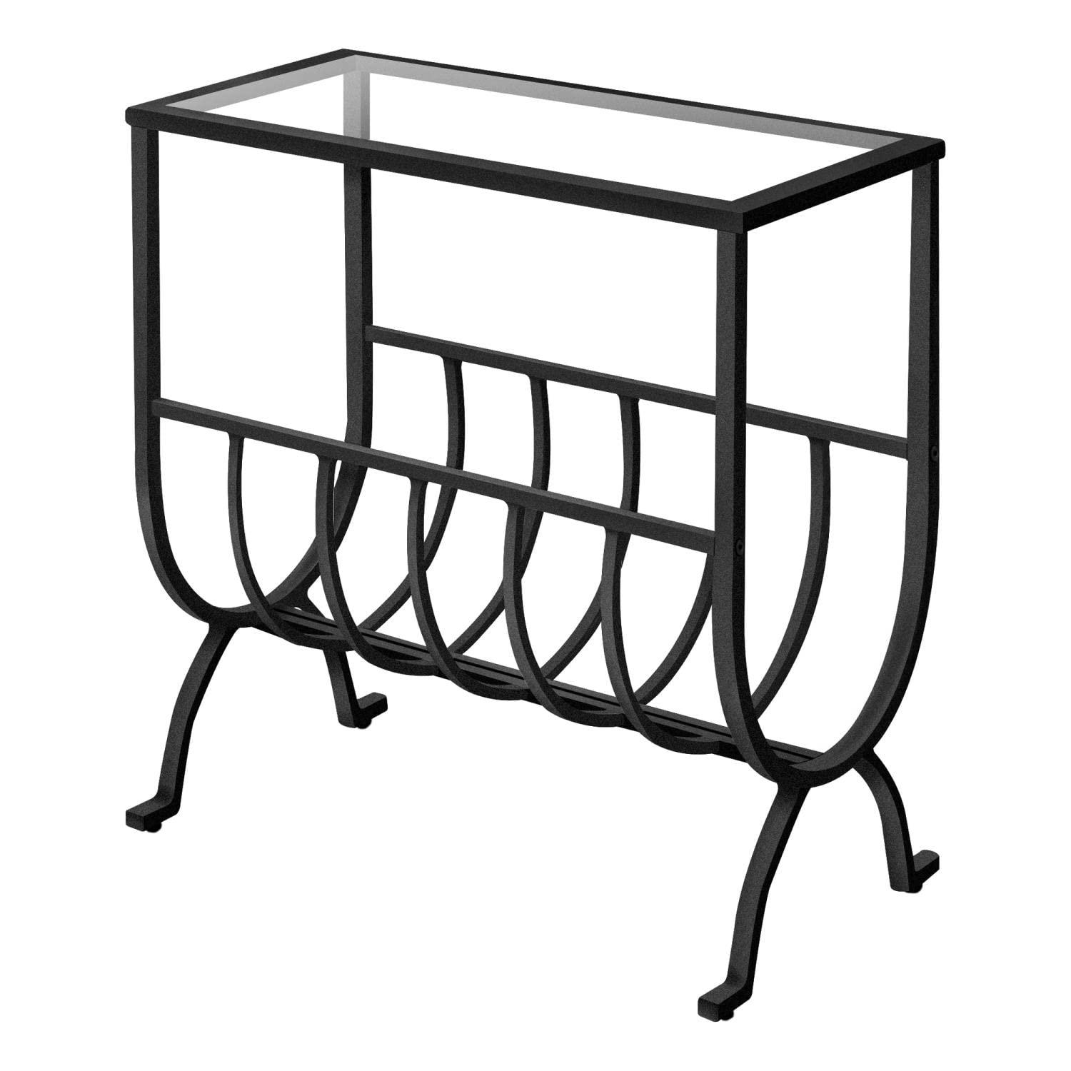 Monarch Specialties Accent Table, Side, End, Magazine, Narrow, Bedroom, Clear Tempered Glass