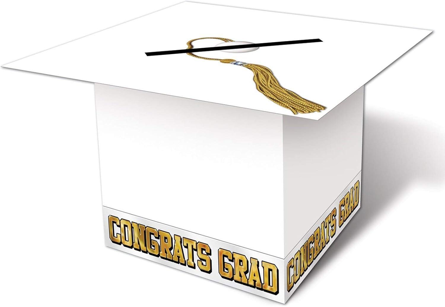 Beistle Grad Cap Card Box, 8.5" x 8.5", (1/Pkg) Red