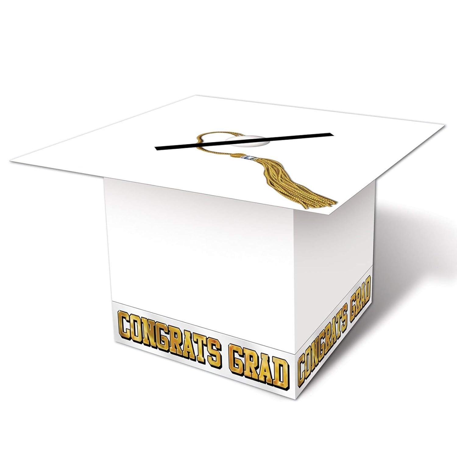 Beistle Grad Cap Card Box, 8.5" x 8.5", (1/Pkg) Red