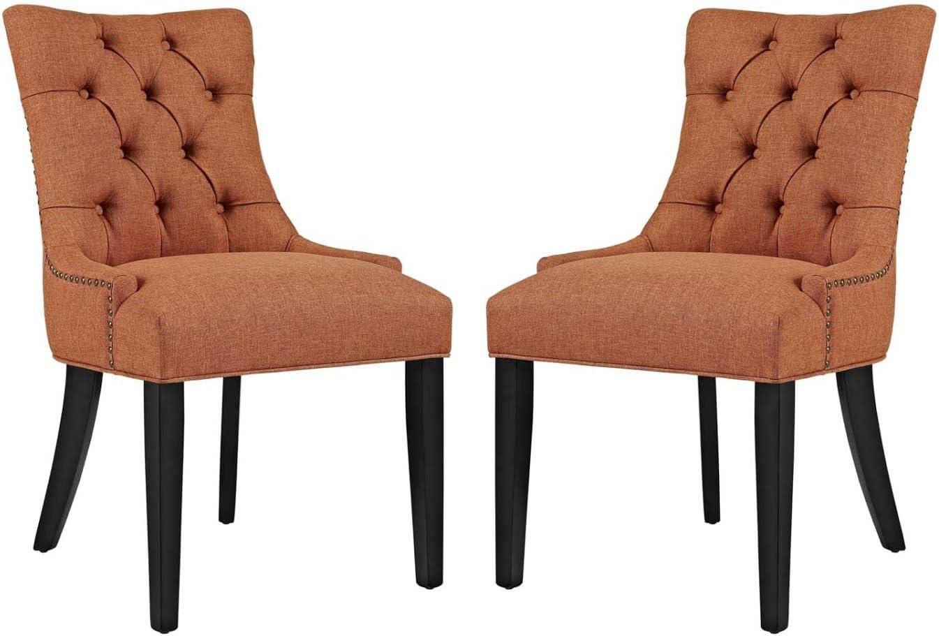 Regal Orange Tufted Upholstered Side Chair with Nailhead Trim