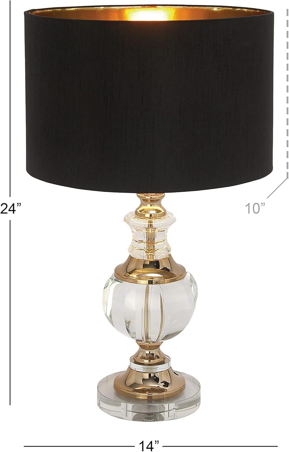 Black and Gold Crystal Nightstand Lamp with Drum Shade