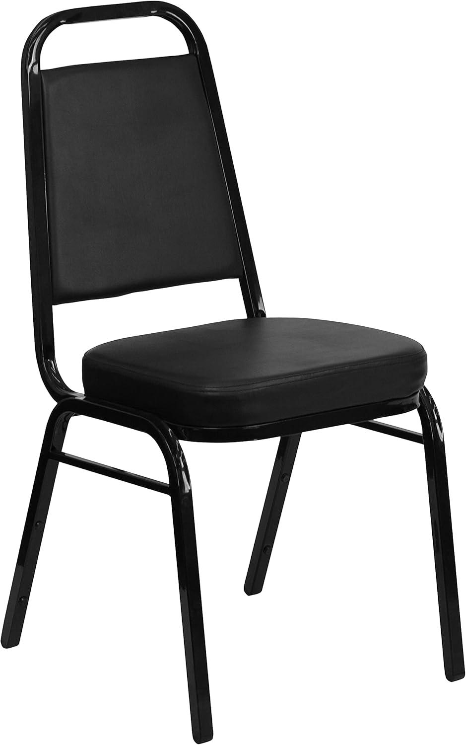 Hercules Series 20.25" Armless Stacking Banquet Chair in Black Vinyl