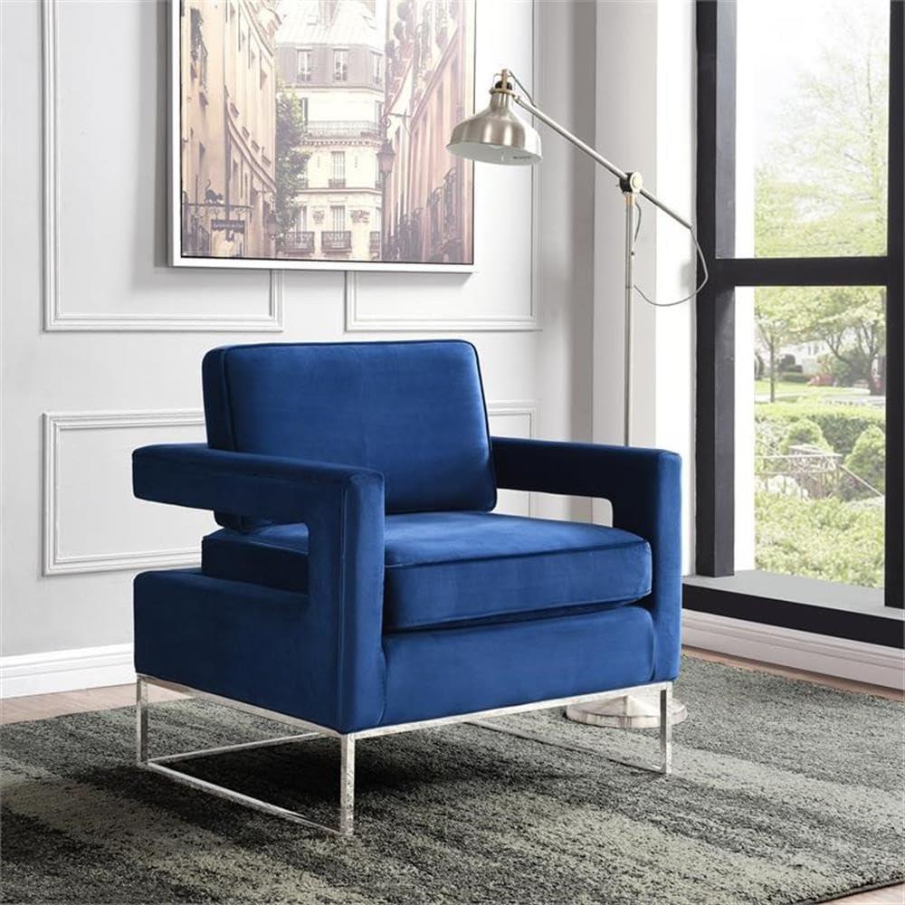 Meridian Furniture Noah Navy Velvet Accent Chair