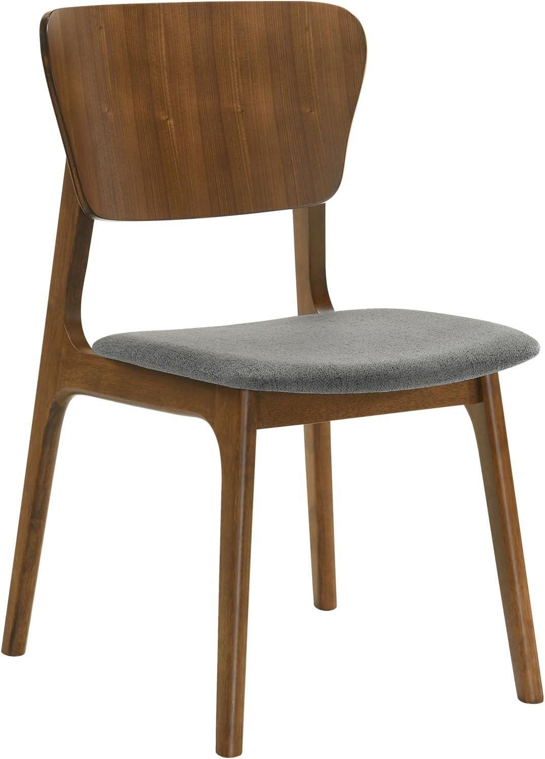 Armen Living Kalia 18" Fabric & Wood Dining Chair in Charcoal/Walnut (Set of 2)