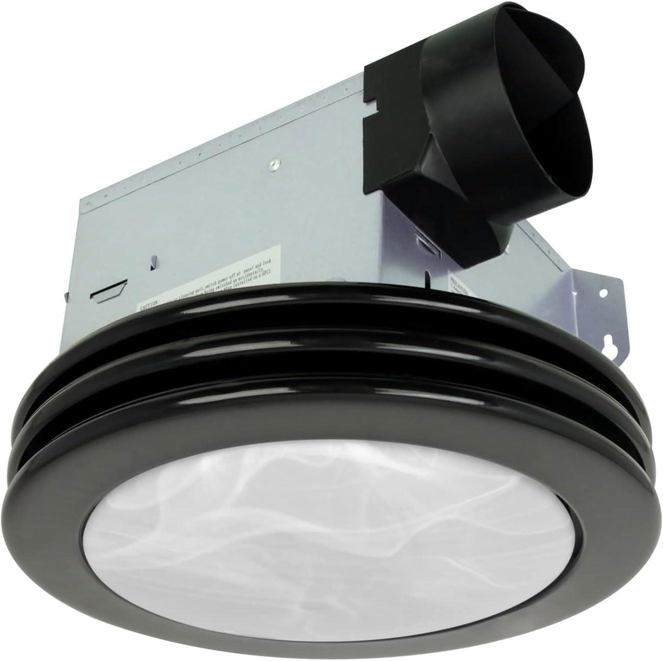 Akicon  Ultra Quiet Bathroom Exhaust Fan with LED Light 80CFM 2.0 Sones Round Bathroom Ventilation Fan with Frosted Glass Cover Brushed Nickel