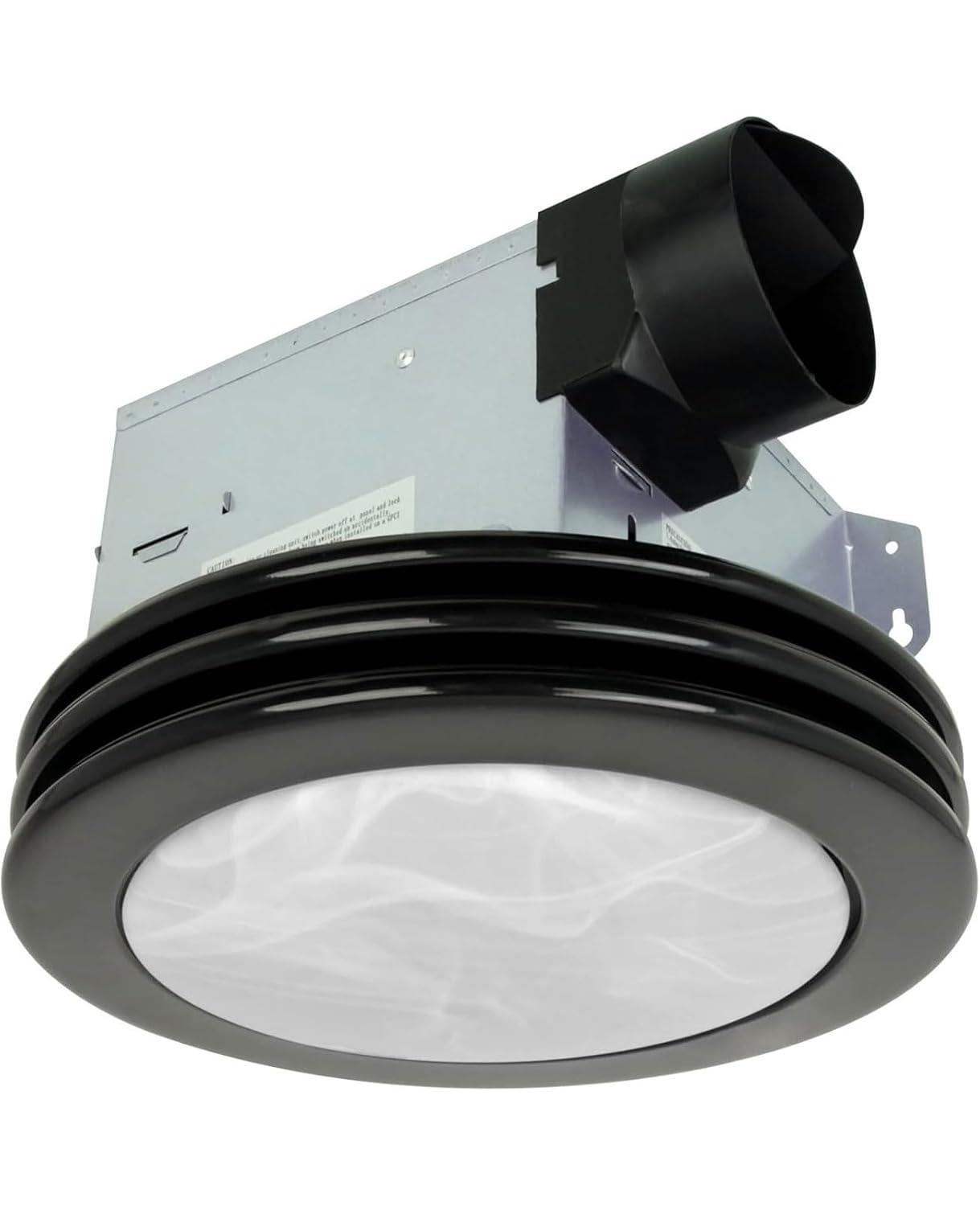 Akicon  Ultra Quiet Bathroom Exhaust Fan with LED Light 80CFM 2.0 Sones Round Bathroom Ventilation Fan with Frosted Glass Cover Brushed Nickel