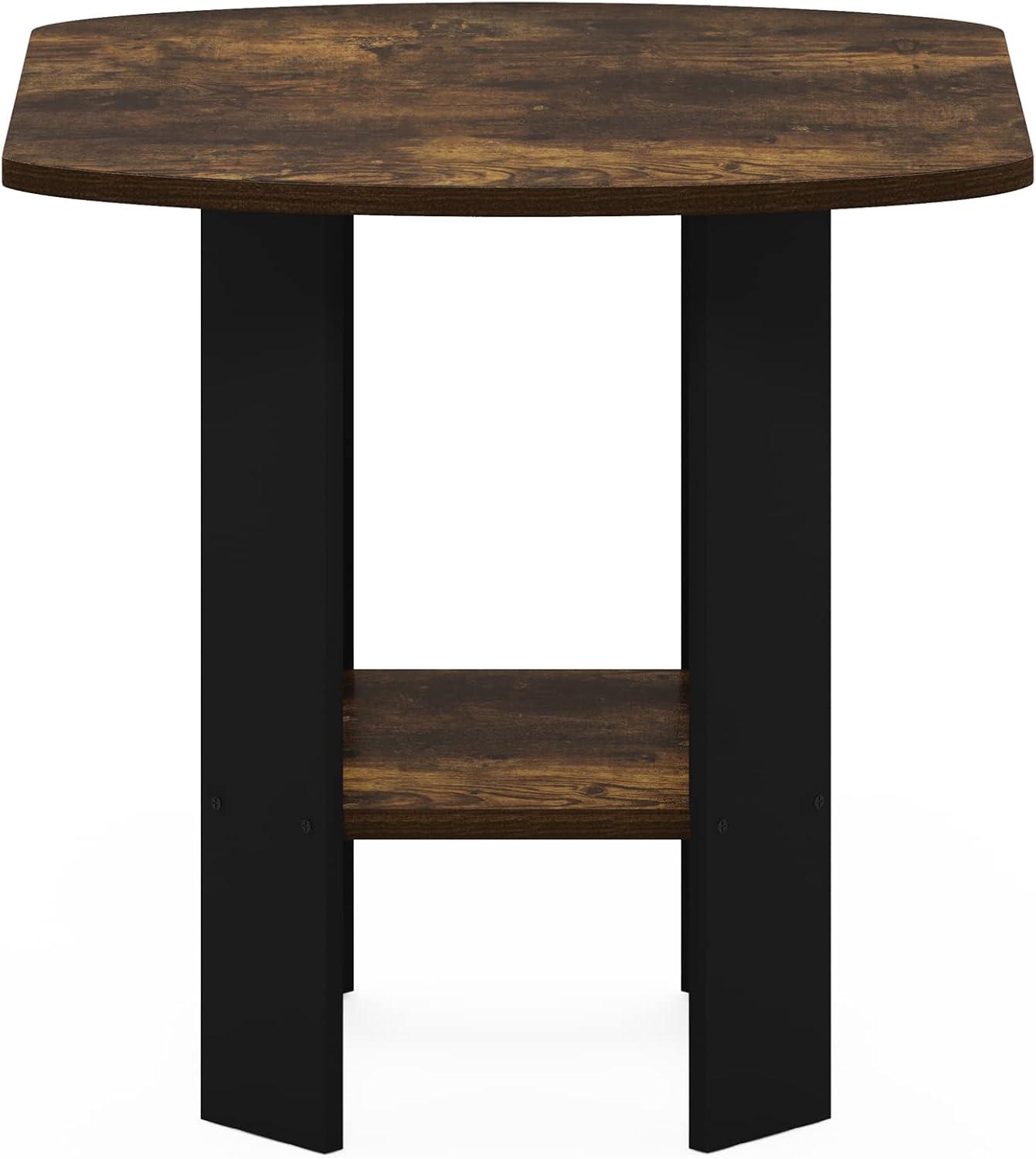Furinno Industrial End Table Sofa Side Coffee Table with 2 Storage Shelf,Rustic Brown
