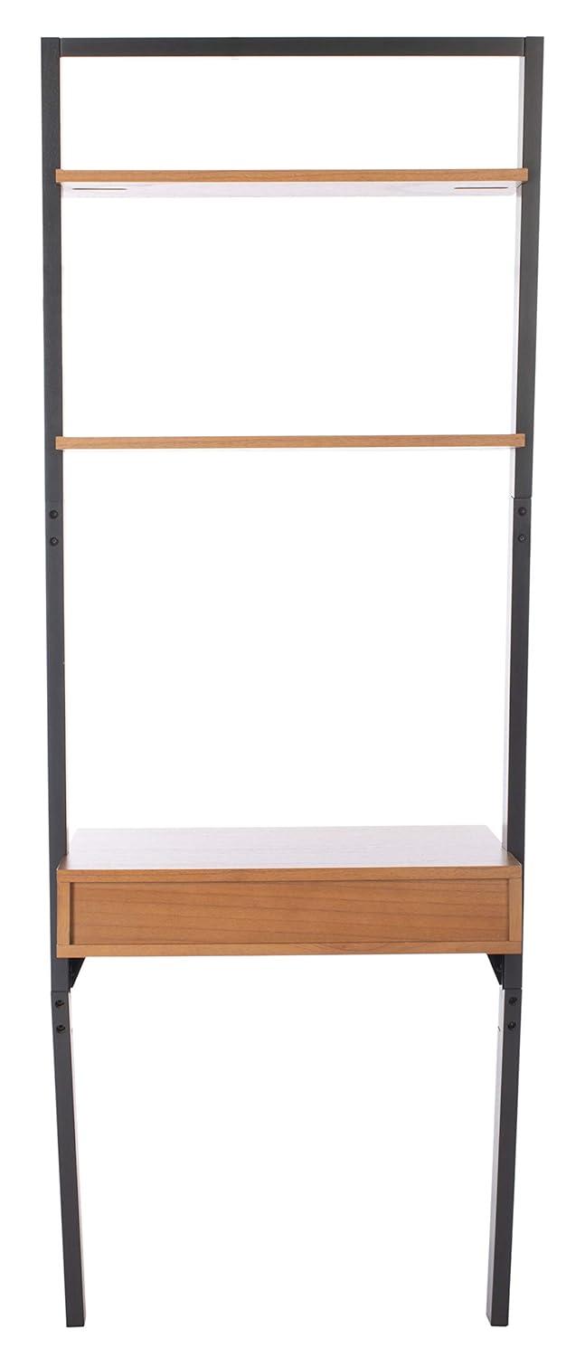Kamy 2 Shelf Leaning Desk - Natural / Charcoal - Safavieh