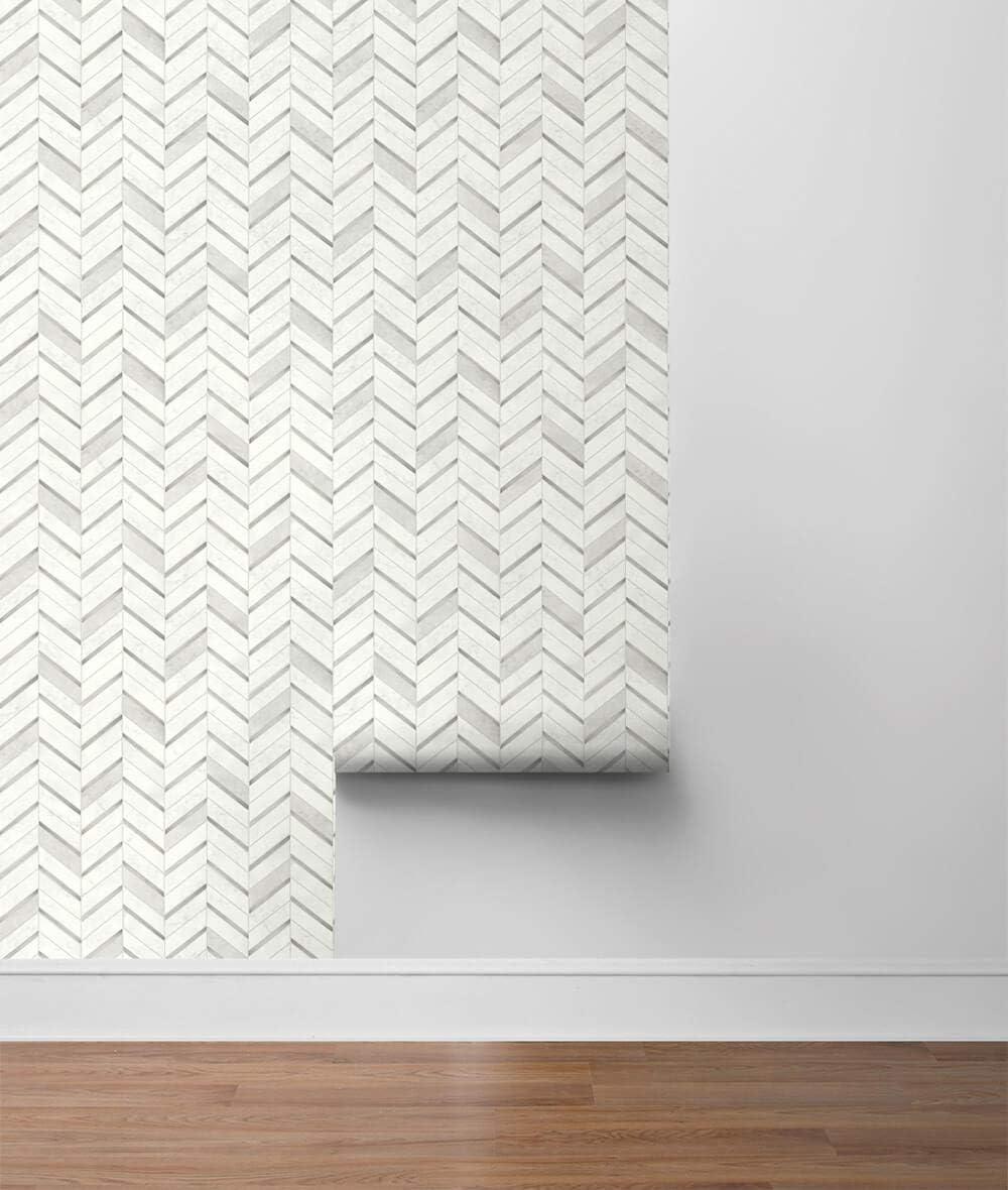 NextWall Chevron Marble Tile Peel and Stick Wallpaper