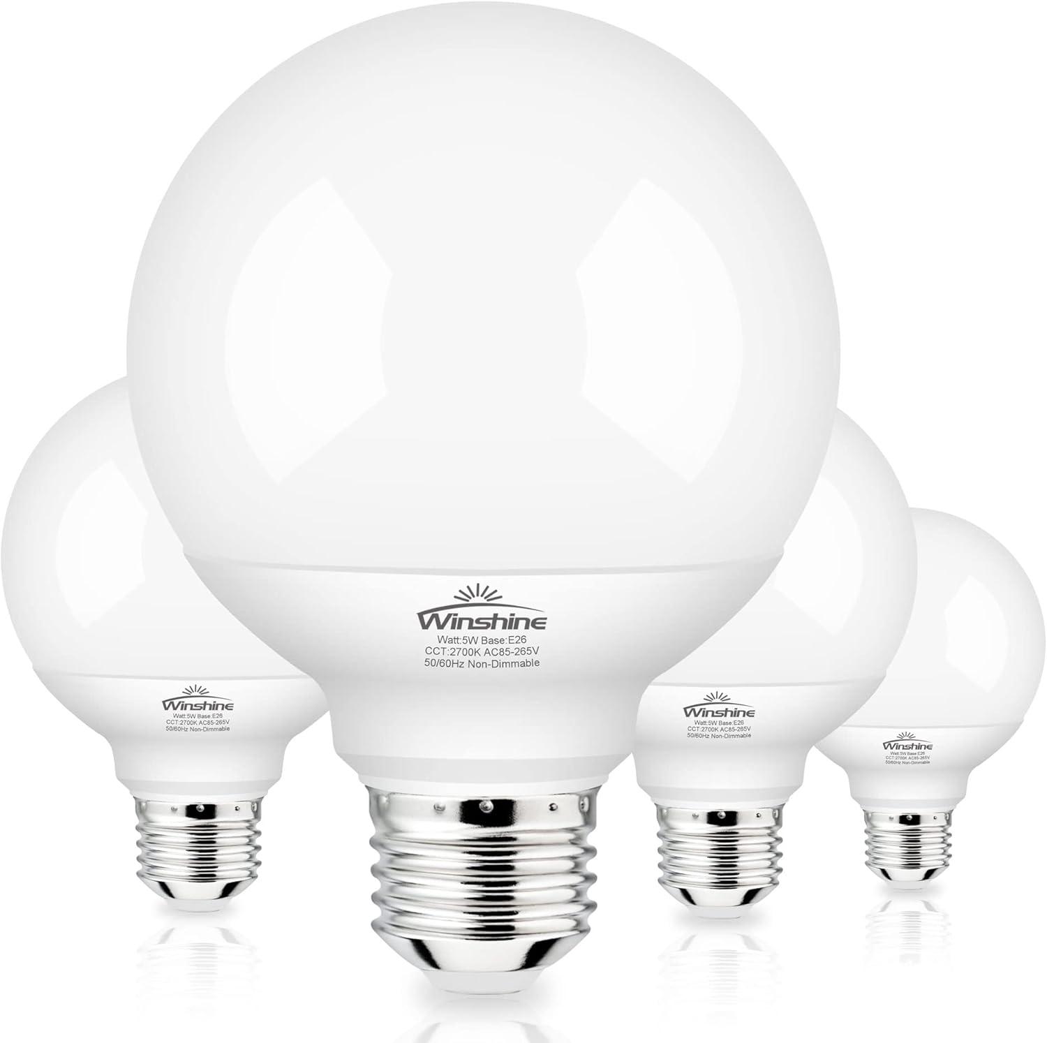 Hansang White G25 LED Globe Light Bulbs, 60W Equivalent