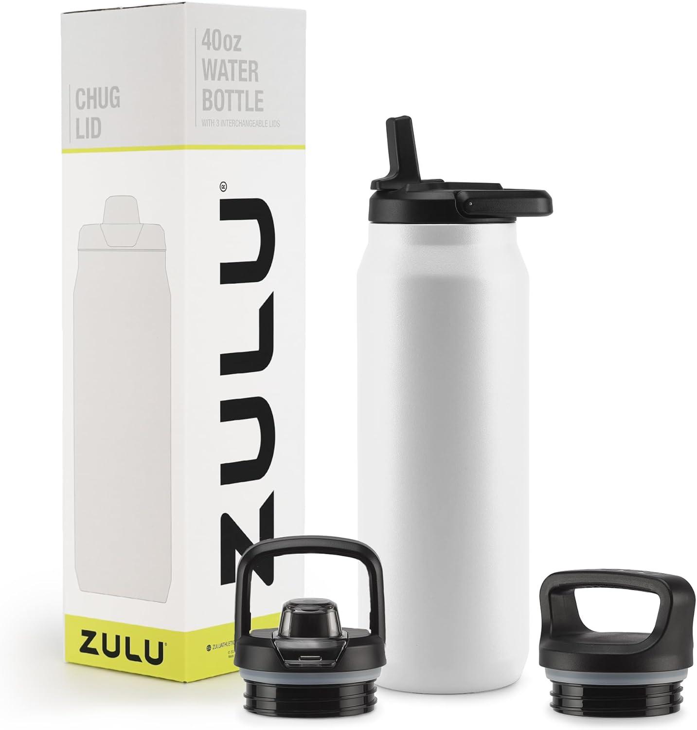 Zulu Base 40oz Stainless Steel Water Bottle - White