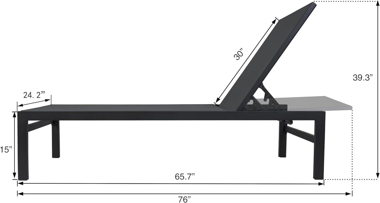 Gray Aluminum Adjustable Outdoor Chaise Lounge Chair