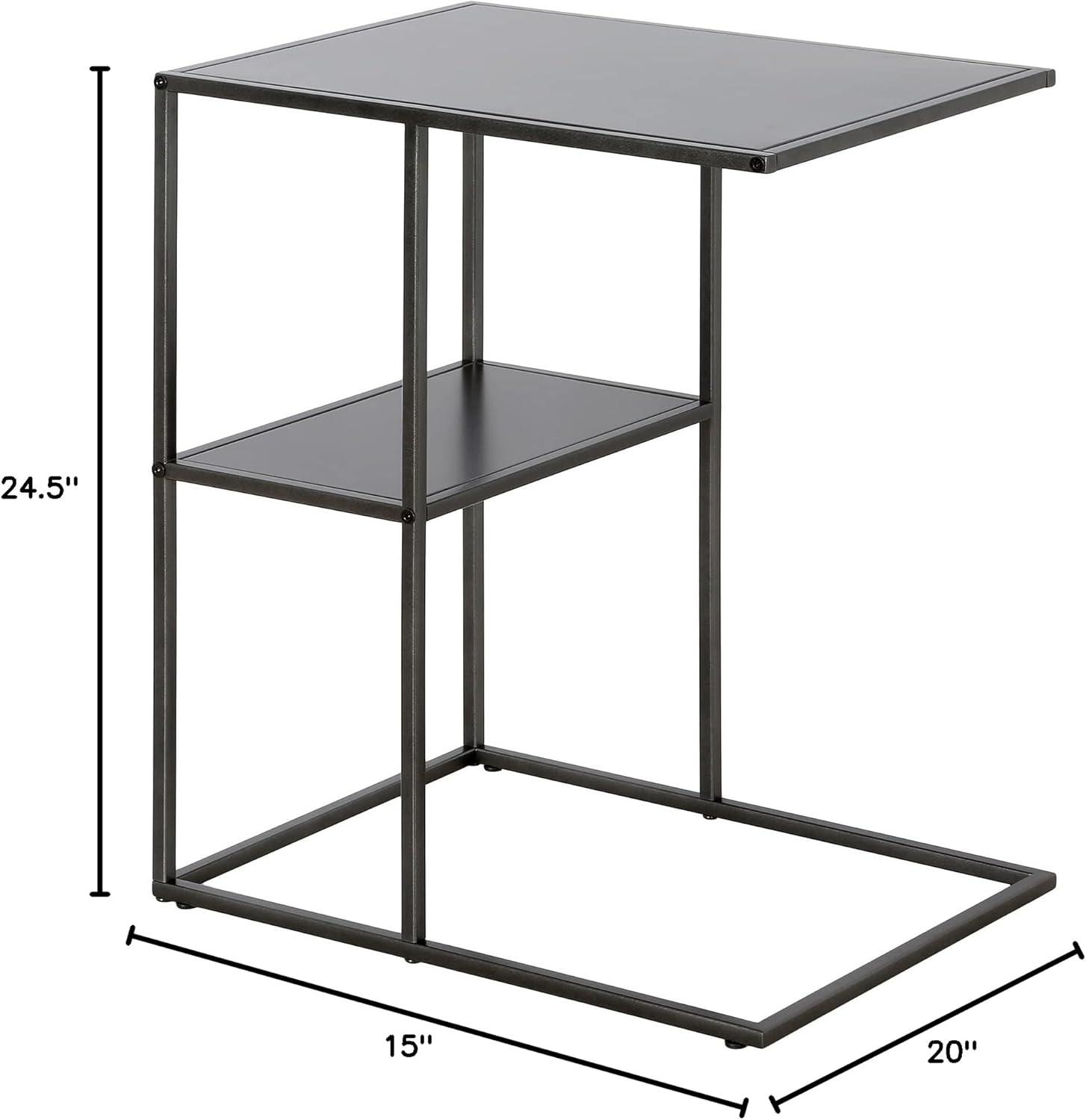 Evelyn&Zoe Winthrop 20" Wide Rectangular Side Table, Gunmetal Gray