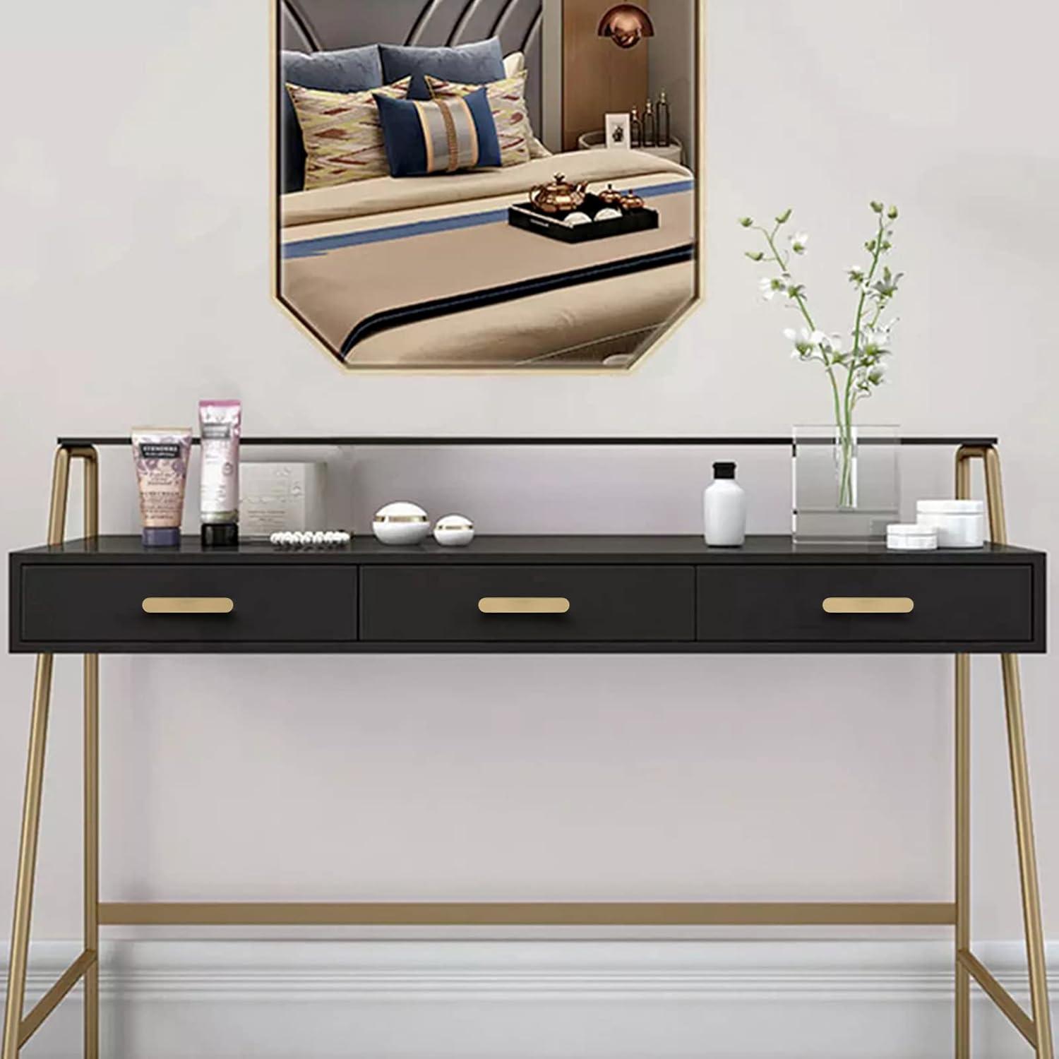 2 Pack Brushed Brass Cabinet Handles, 3-3/4" Hole Centers Drawer Pulls Solid Zinc Alloy Cabinet Pulls Furniture Kitchen Cupboard Hardware