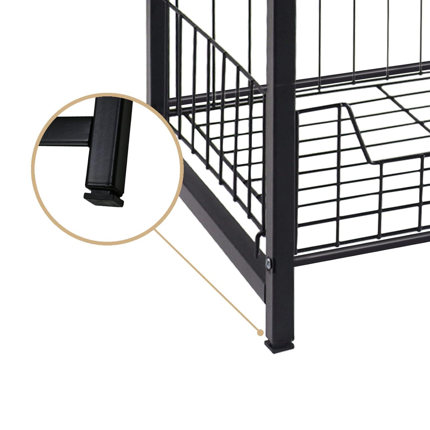 aboxoo End Table Side Table 3 Tiers Nightstand Industrial Retro Storage Shelf for Living Room Bedroom Kitchen Family and Office,Stable Wood and Metal Frame