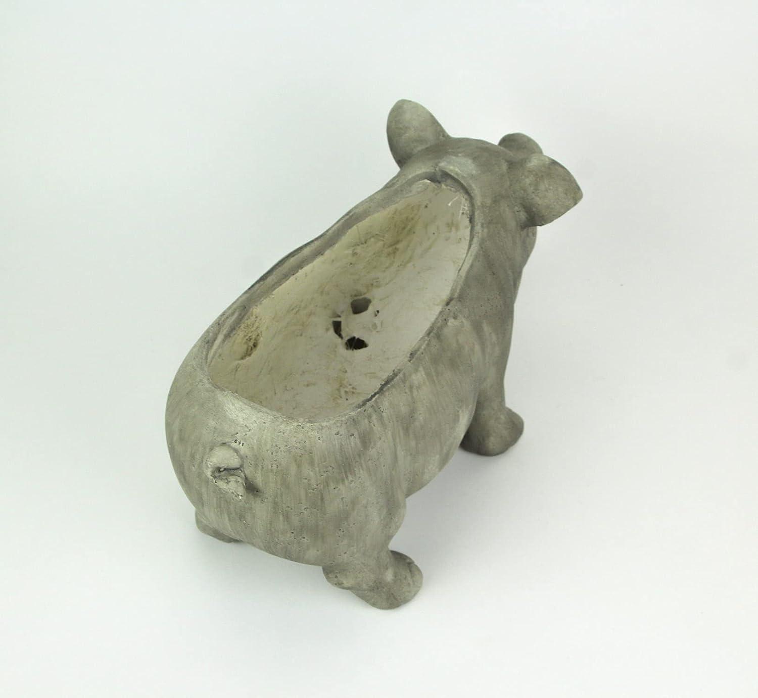 Zeckos Weathered Gray Resin Smiling Pig Planter Outdoor Décor 17 inch