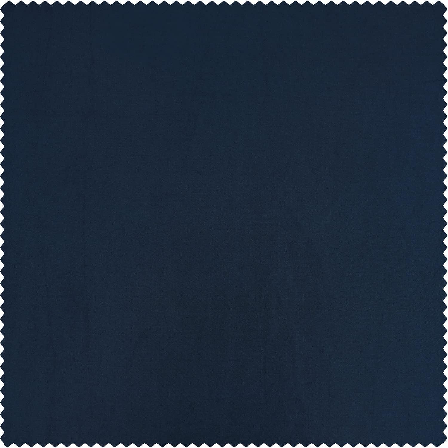 Navy Blue Blackout Faux Silk Taffeta Curtain (1 Panel), Navy Blue, 50W X 108L