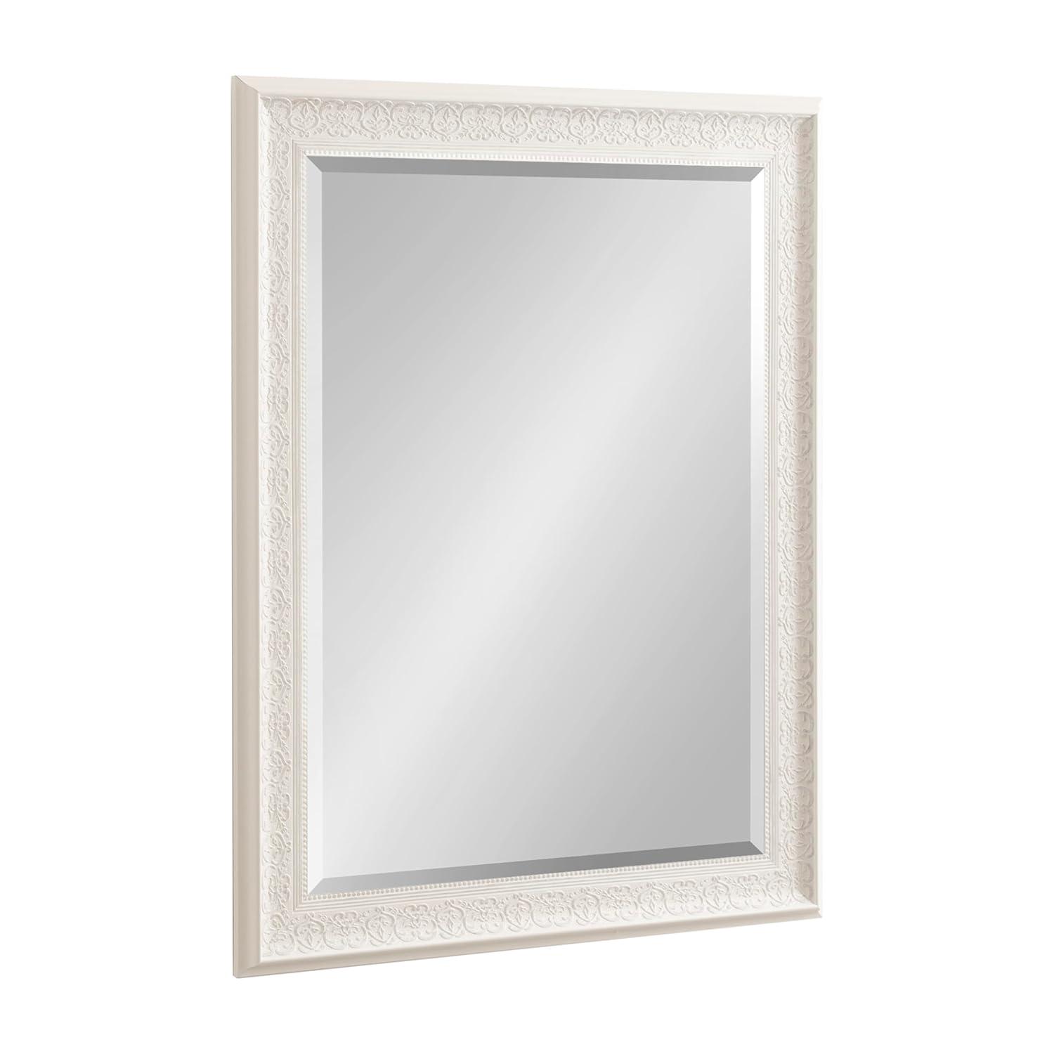 Kate and Laurel - Alysia Decorative Frame Rectangle Wall Mirror, 22.5 x 28.5 White