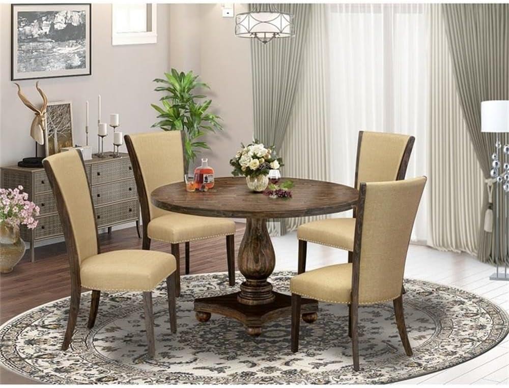 5 Piece Dining Room Set - Brown & Distressed Jacobean