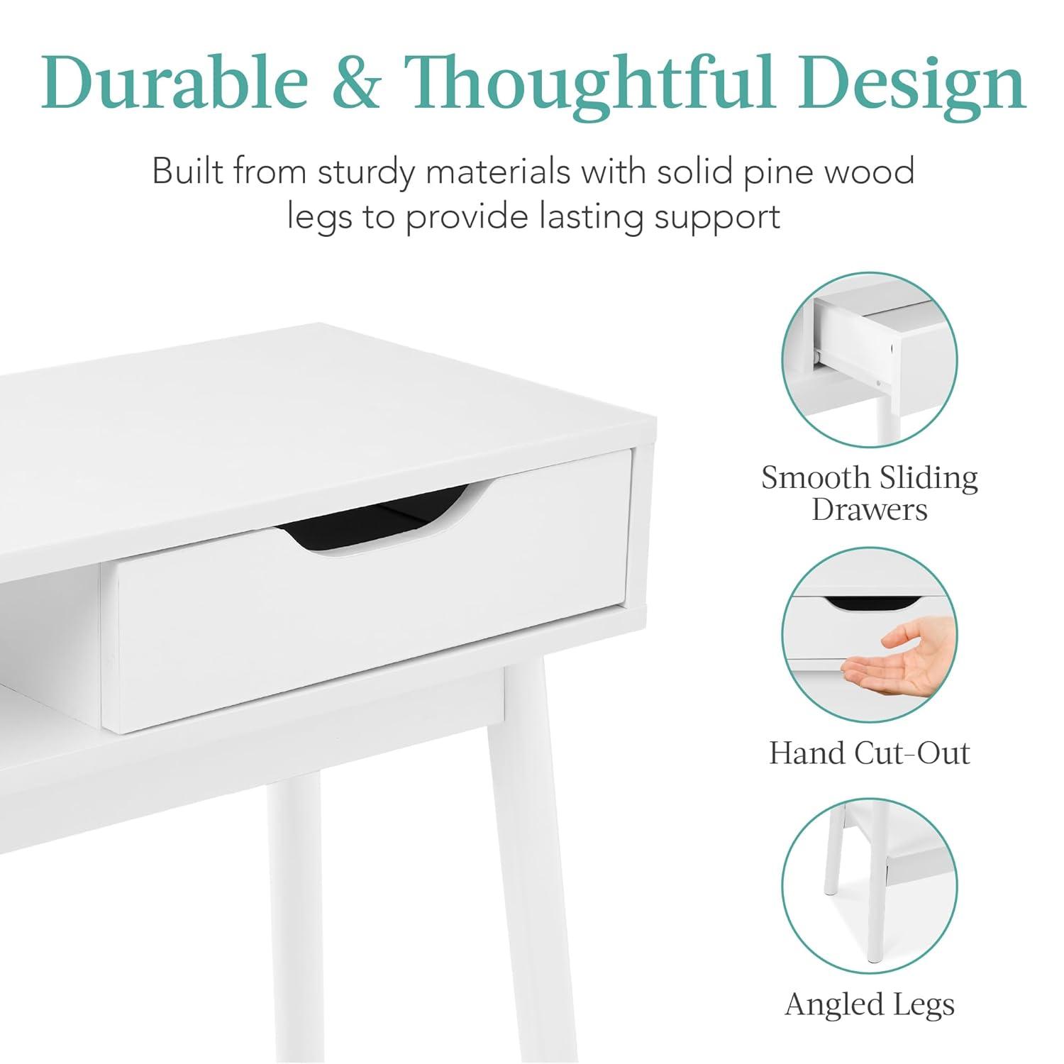 George Oliver Khassidy Mid-Century Modern Hallway Console Table, Space-Saving Sofa Table w/ Cubby, Drawer