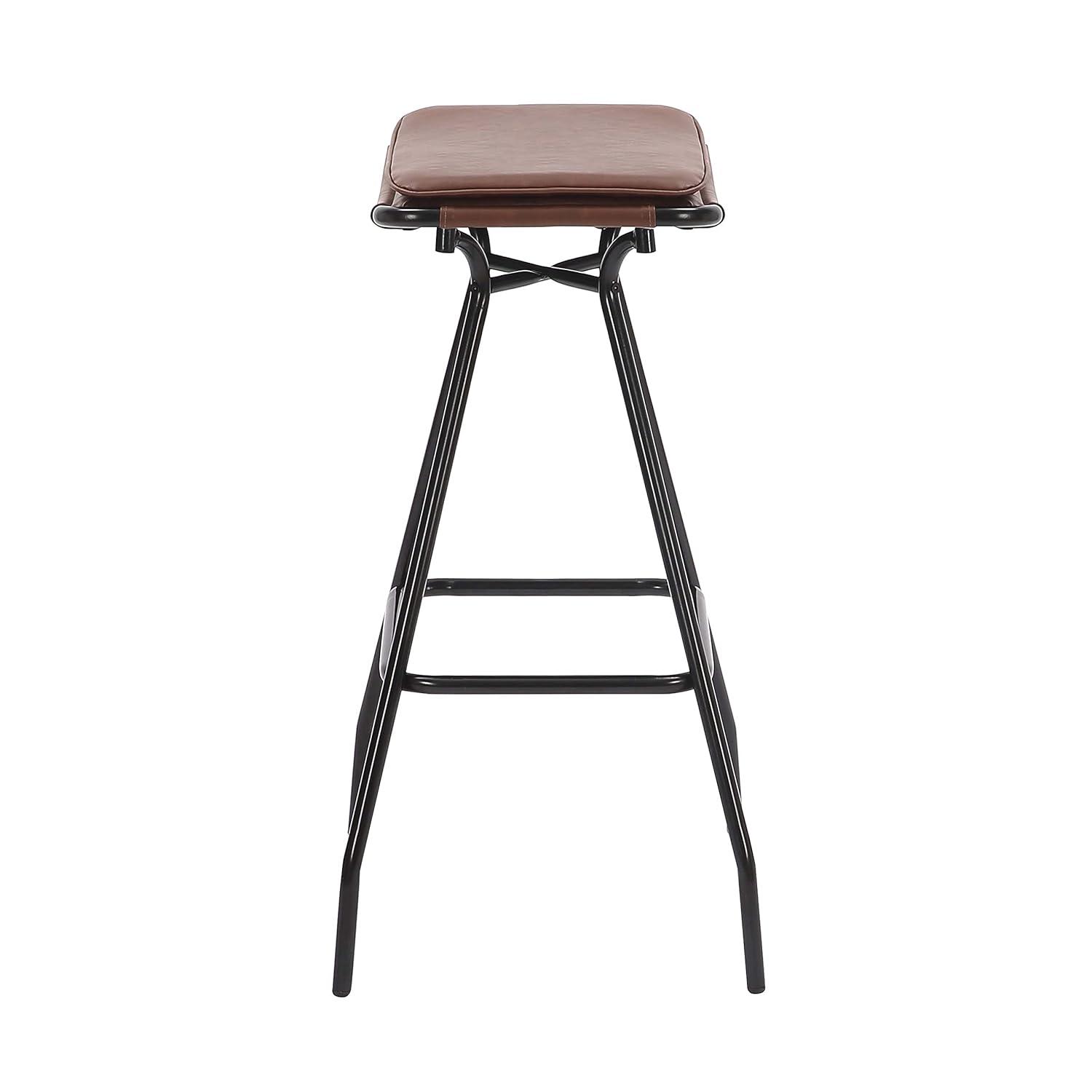 Dominique Upholstered Counter Height Barstool Distressed Dark Brown/Matte Black - Nathan James