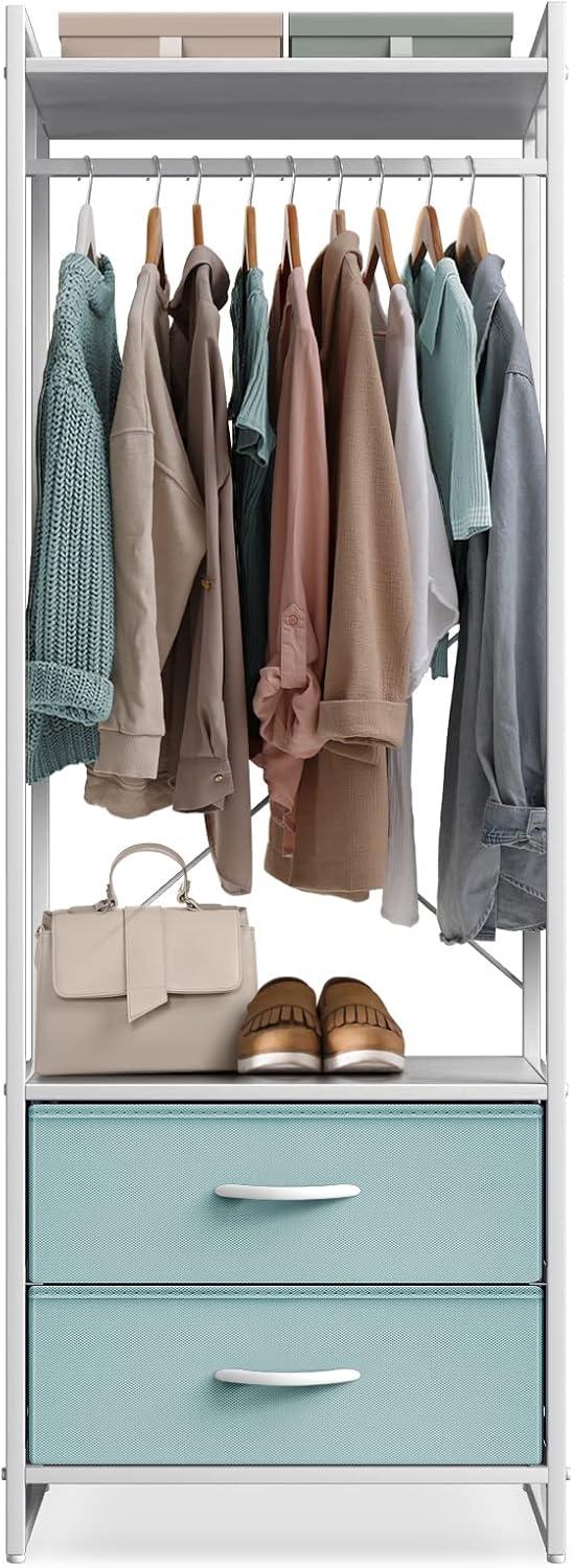 Sorbus Sorbus 2 Drawer Clothing Rack with Wood Top and Steel Frame