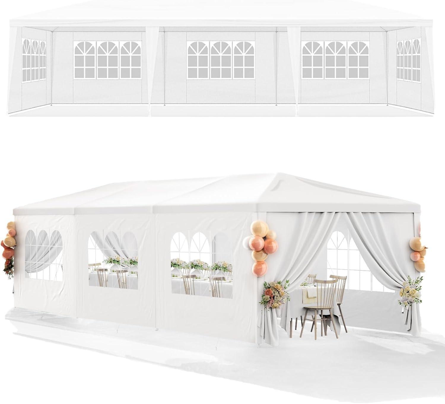 White 10'x30' Waterproof Outdoor Party Tent with Removable Sidewalls