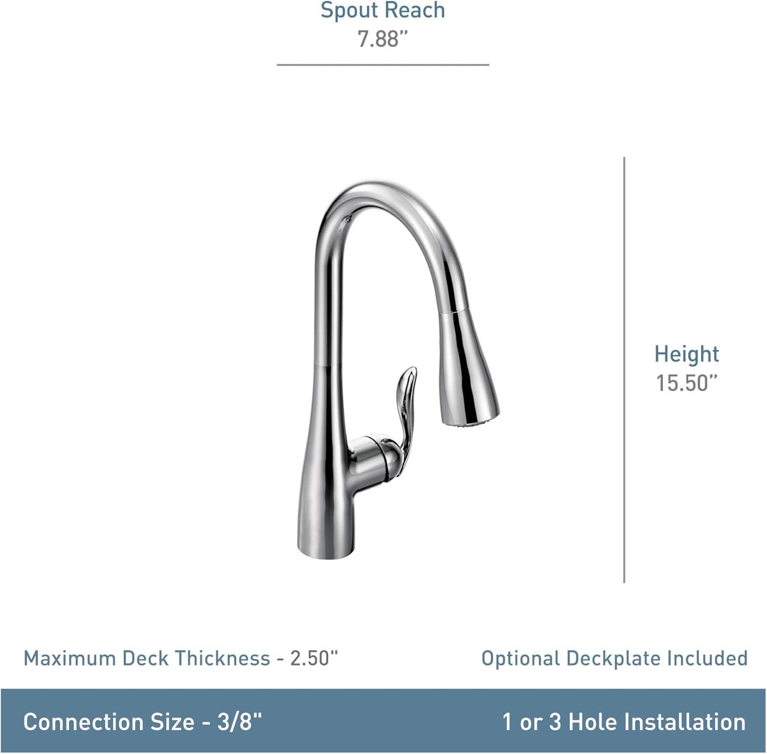 Moen Arbor One Handle Pulldown Kitchen Faucet Featuring Power Boost and Reflex