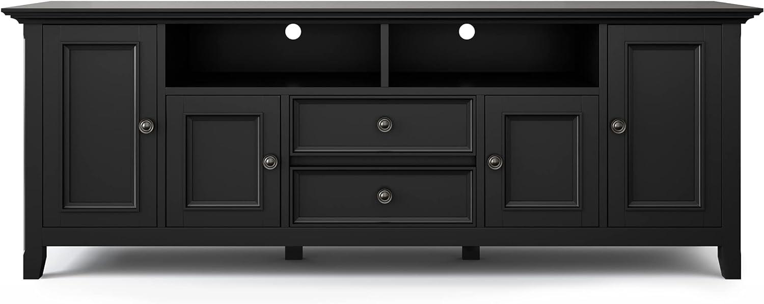 Amherst Black Solid Wood 72" TV Media Stand with Cabinets