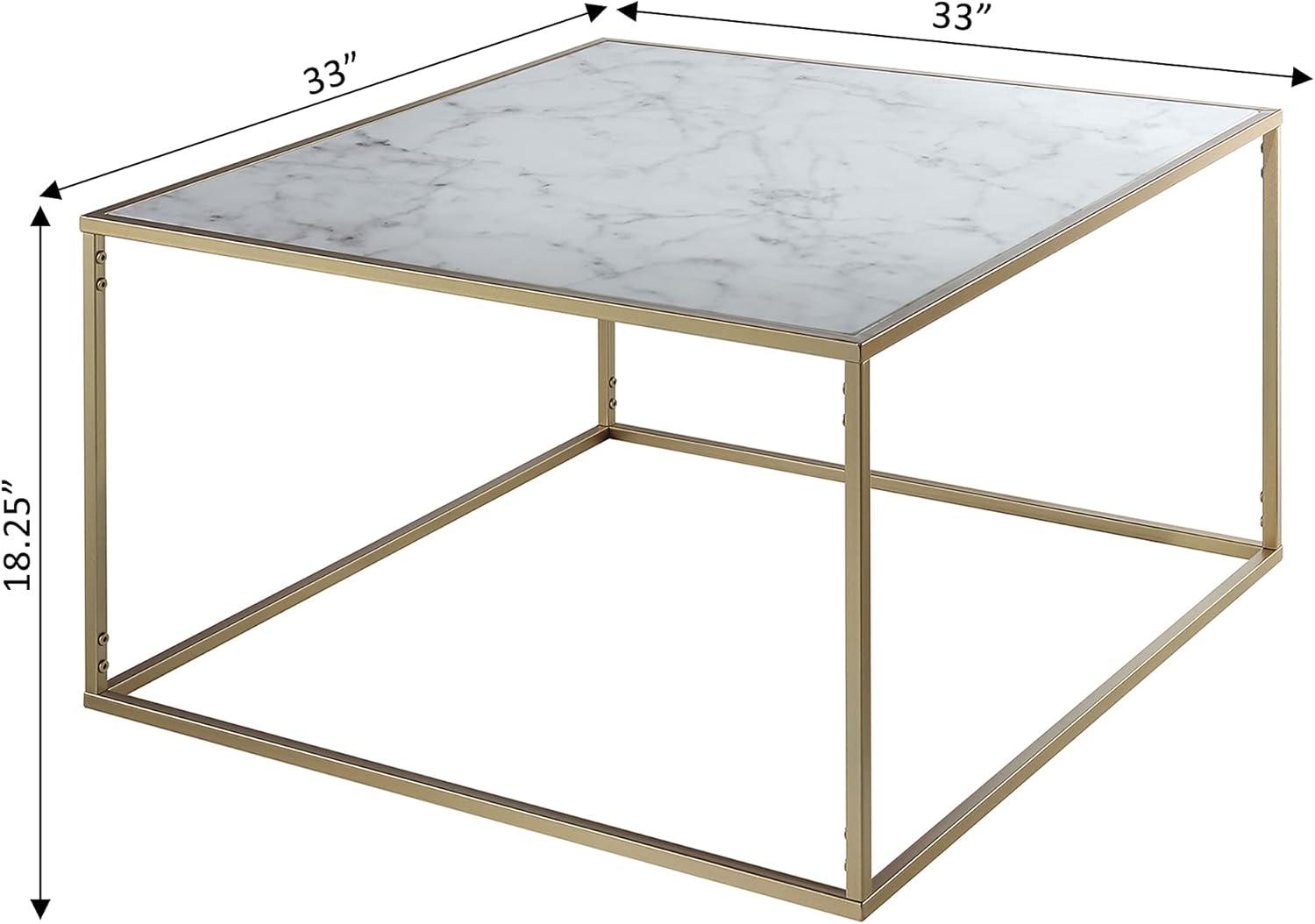 Convenience Concepts Gold Coast Faux Marble Coffee Table, Gold/Faux Marble