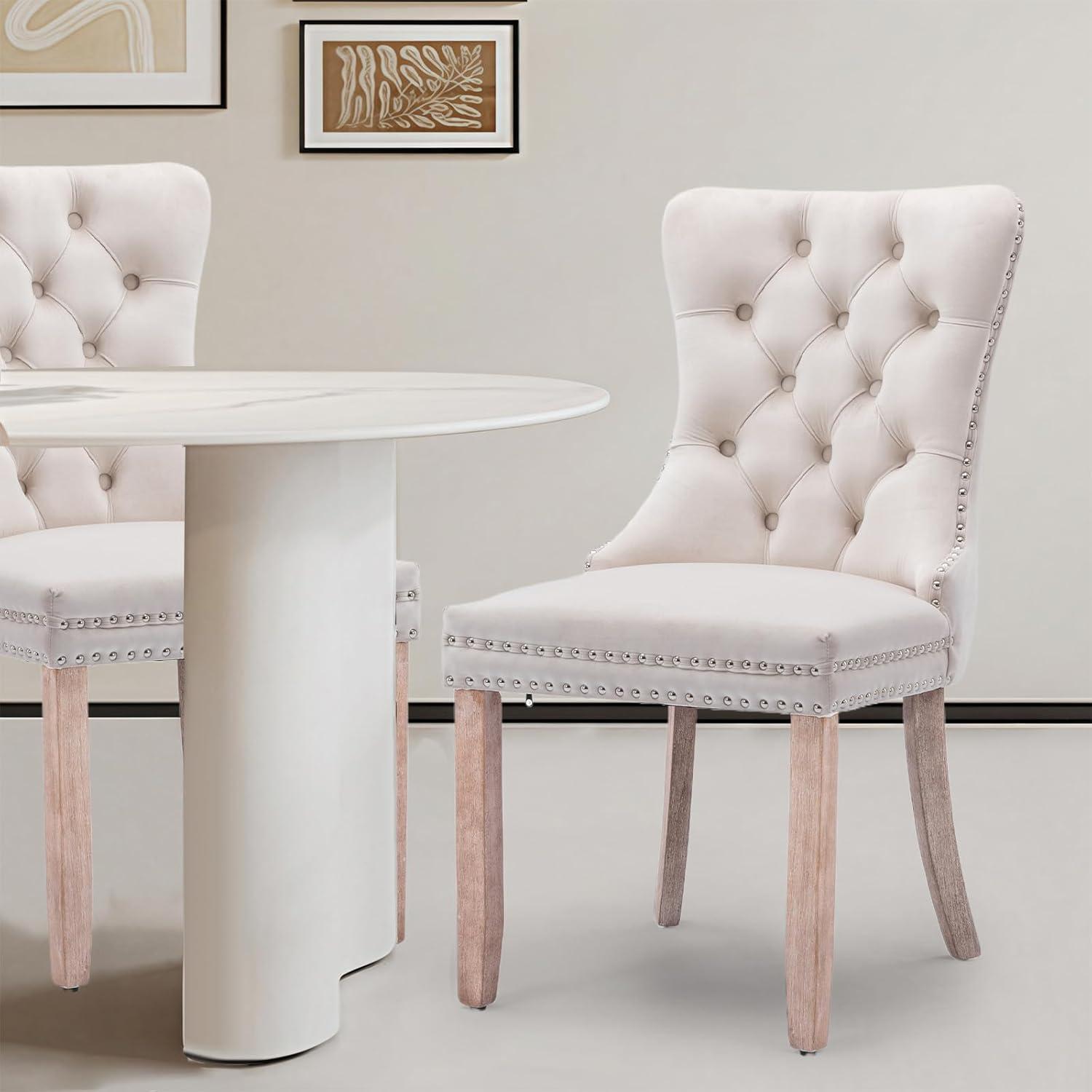 Rosdorf Park High-end Tufted Velvet Upholstered Nailhead Dining Chair