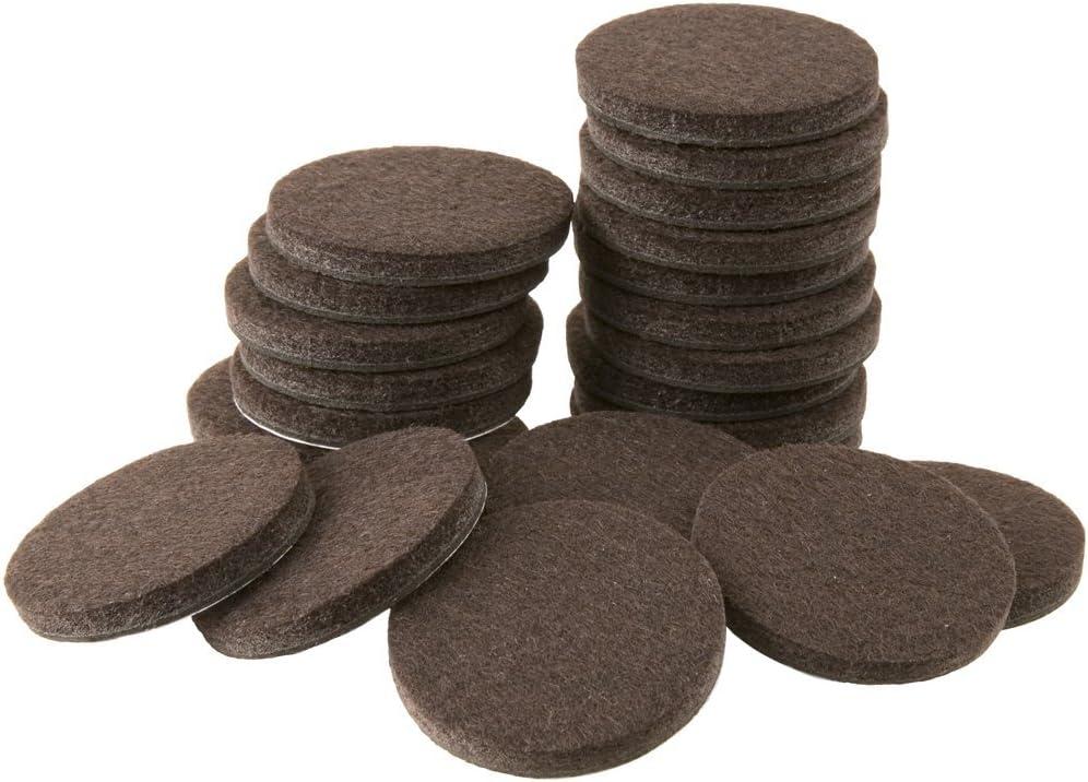 Brown Round Heavy-Duty Self-Stick Felt Furniture Pads, 1.5 Inches, 24 Pack