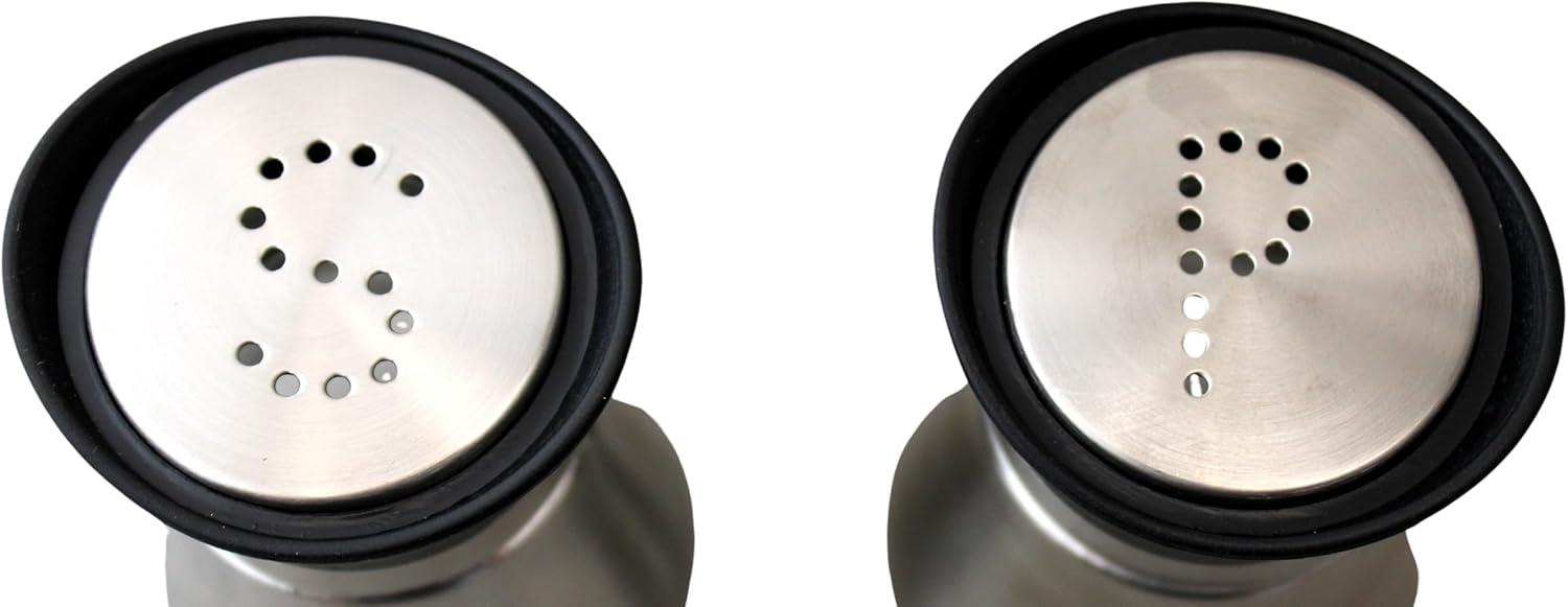 Juvale Stainless Steel Salt and Pepper Shakers Set with Glass Bottom, Perforated "S" and "P" Caps - Modern Kitchen Decor (4oz)