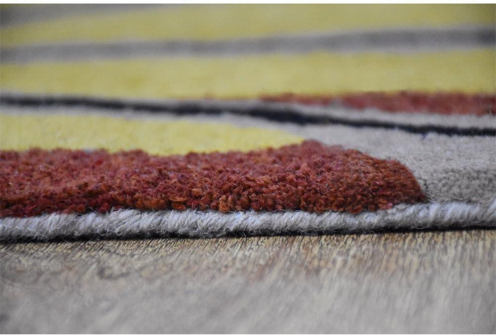 Rugsotic Carpets Hand Tufted Wool Eco-Friendly Area Rugs - 5'x8', Rectangle, Camel, Modern Contemporary Design, High Pile Handmade Anti Skid Rugs for Living Room, Bed Room (K00219)