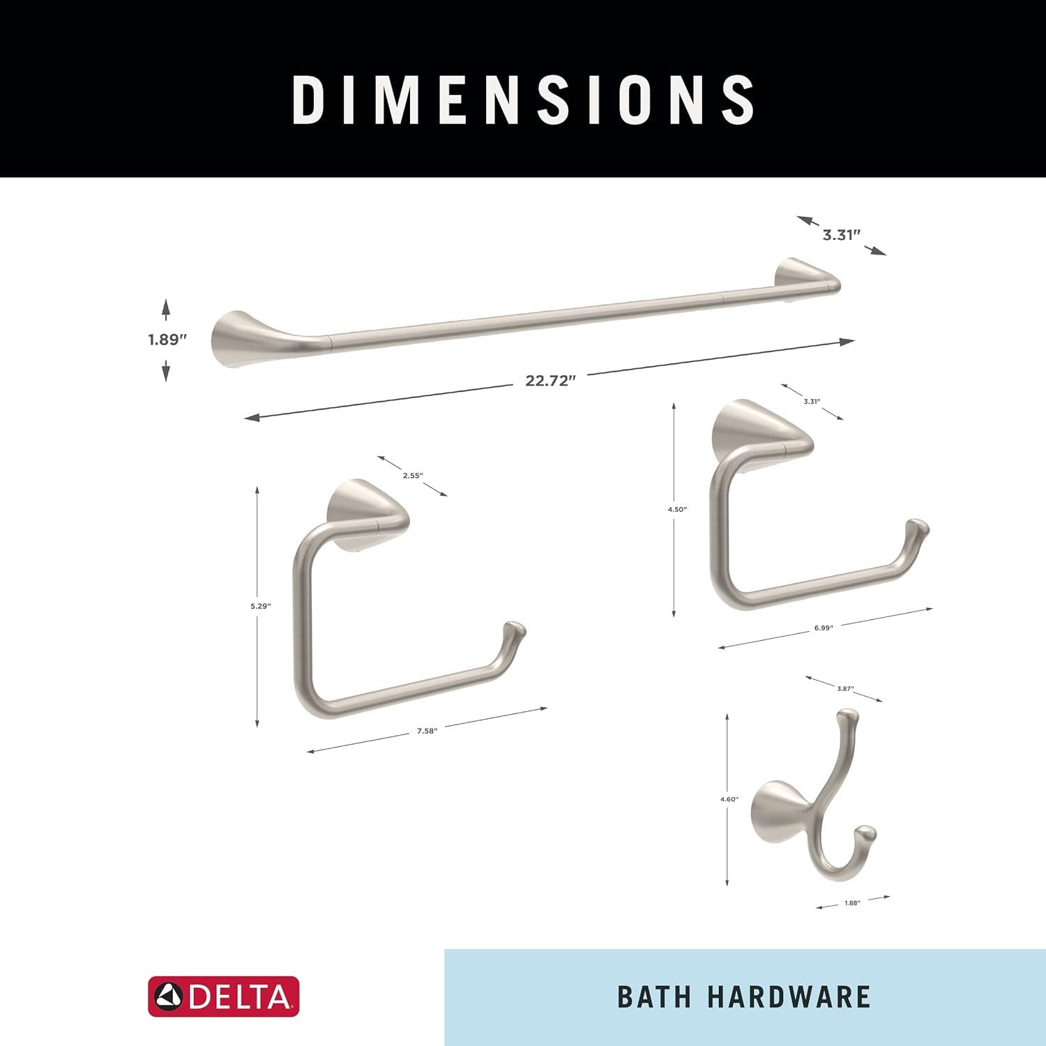 Arvo 4-Piece Bath Hardware 18 in. Towel Bar w/ 6 in. Extender, Toilet Paper Holder, Towel Ring, Hook