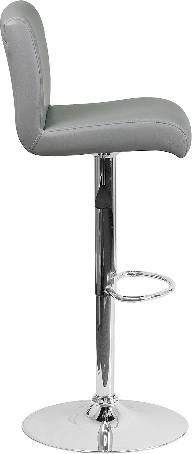 Flash Furniture Contemporary Vinyl Adjustable Height Barstool with Rolled Seat and Chrome Base