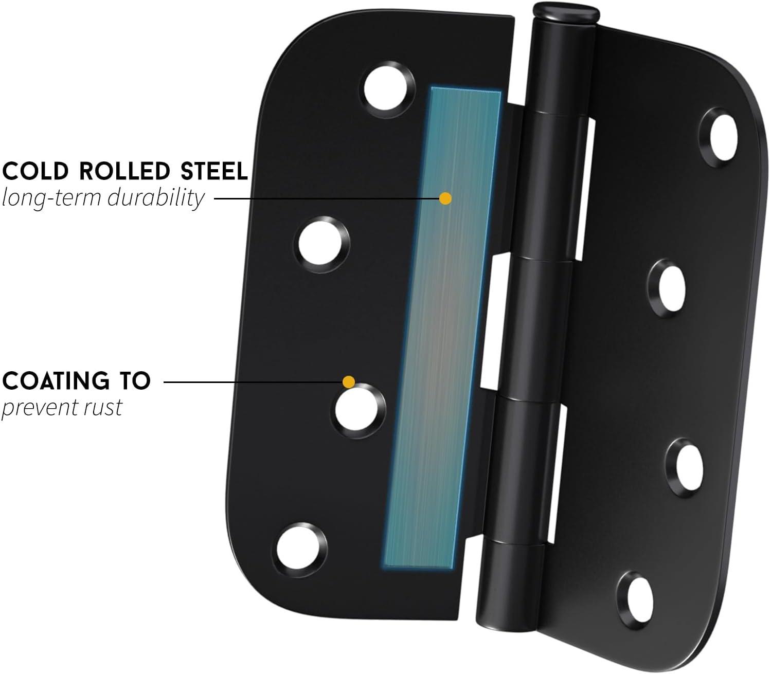 Design House Door Hinge 4-Inch, 5/8-inch Radius, 3-Pack (Set of 3)