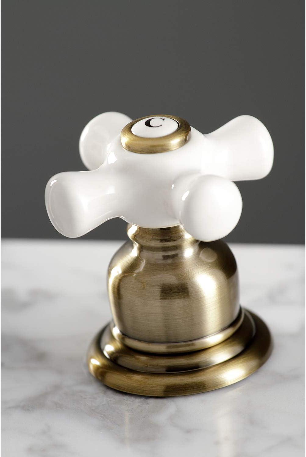 Kingston Brass American Classic Two-Handle 3-Hole Deck Mount Widespread Bathroom Faucet with Pop-Up Drain