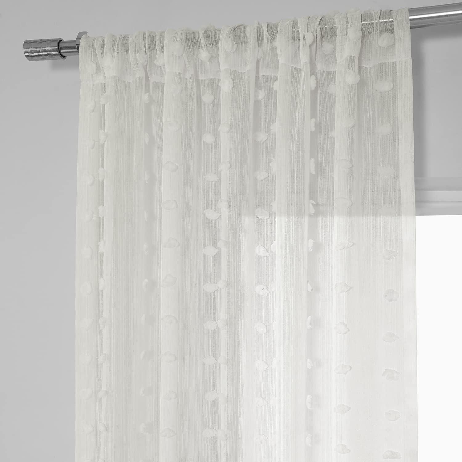 Strasbourg Dot Patterned Faux Linen Sheer Curtain (1 Panel), Strasbourg Dot, 50W X 96L