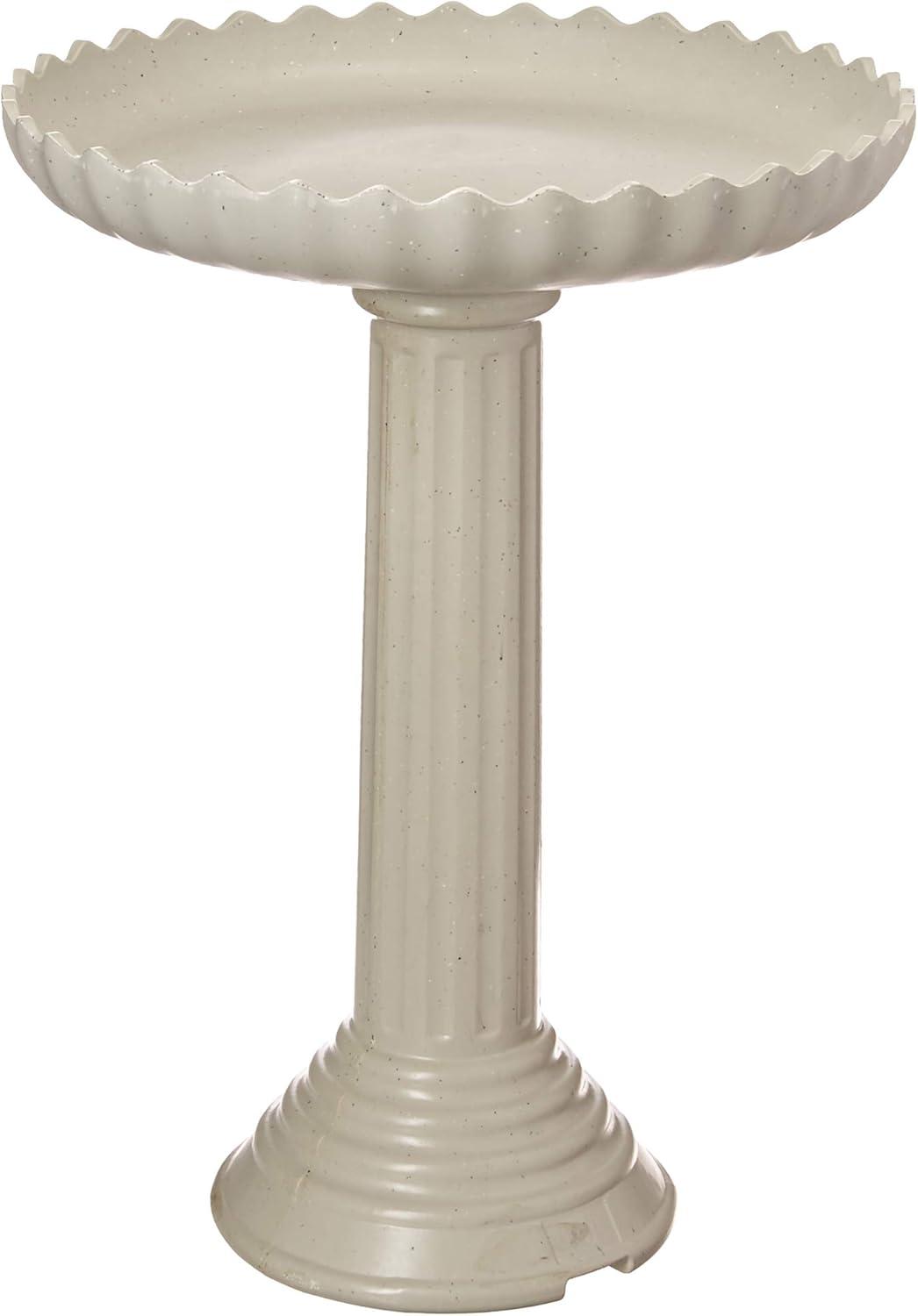 Gray Scalloped Heated Bird Bath with Pedestal