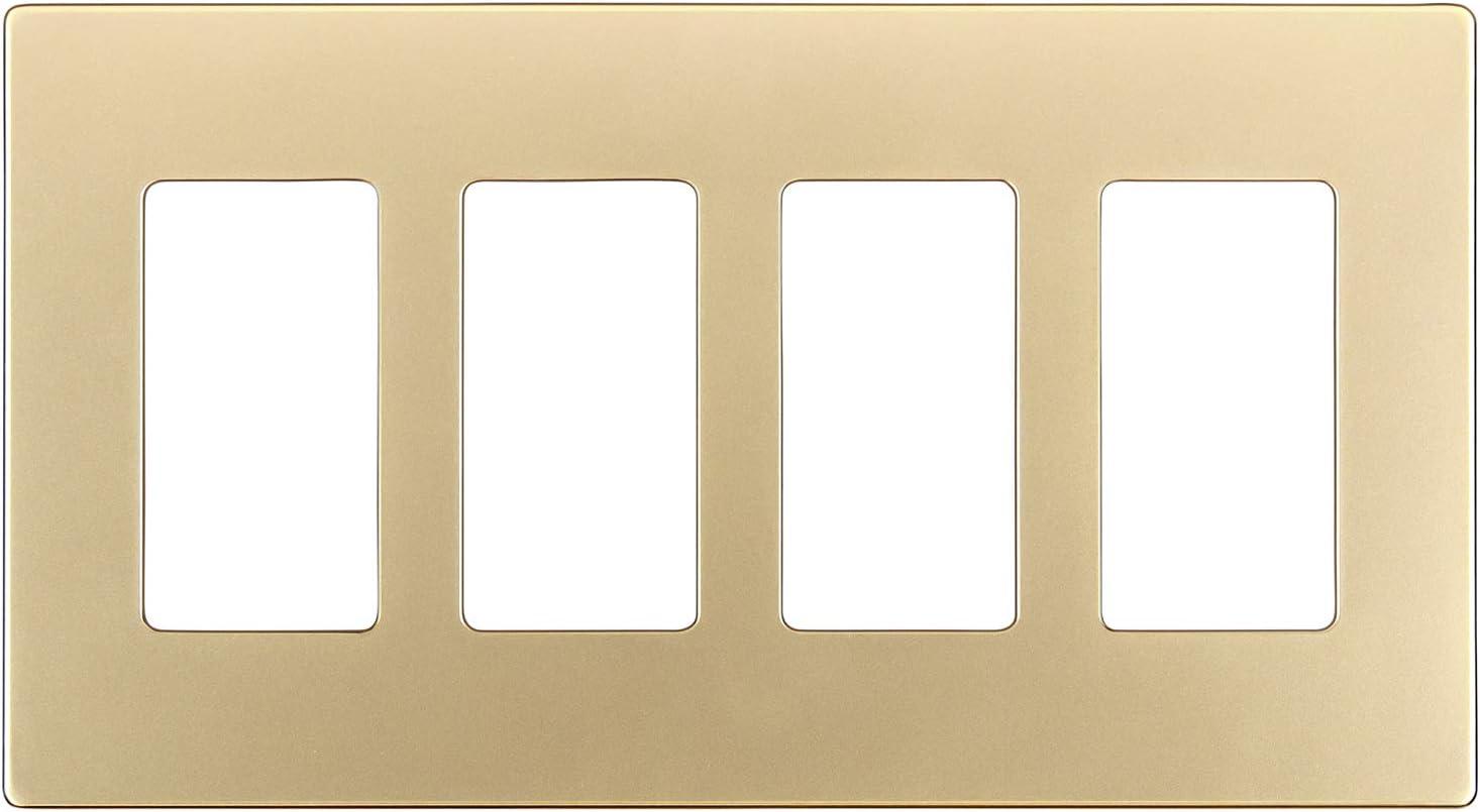 ENERLITES Elite Series Screwless Decorator Wall Plate Child Safe Outlet Cover, Gloss Finish, Size 4-Gang 4.68" H x 8.30" L, Unbreakable Polycarbonate Thermoplastic, SI8834-GD, Gold