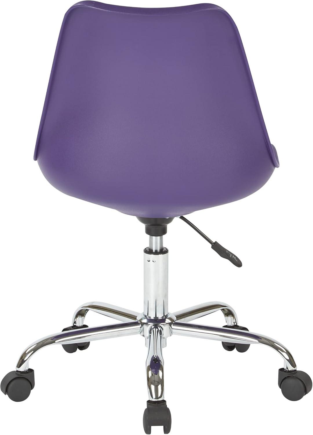 Emerson Office Chair with Pneumatic Chrome Base Purple - OSP Home Furnishings: Swivel, Armless, Adjustable Height