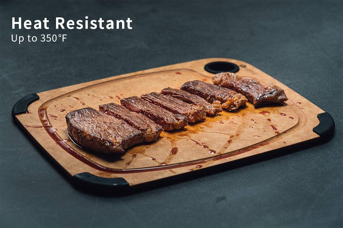 Large Natural Wood Fiber Rectangular Cutting Board with Non-Slip Edges